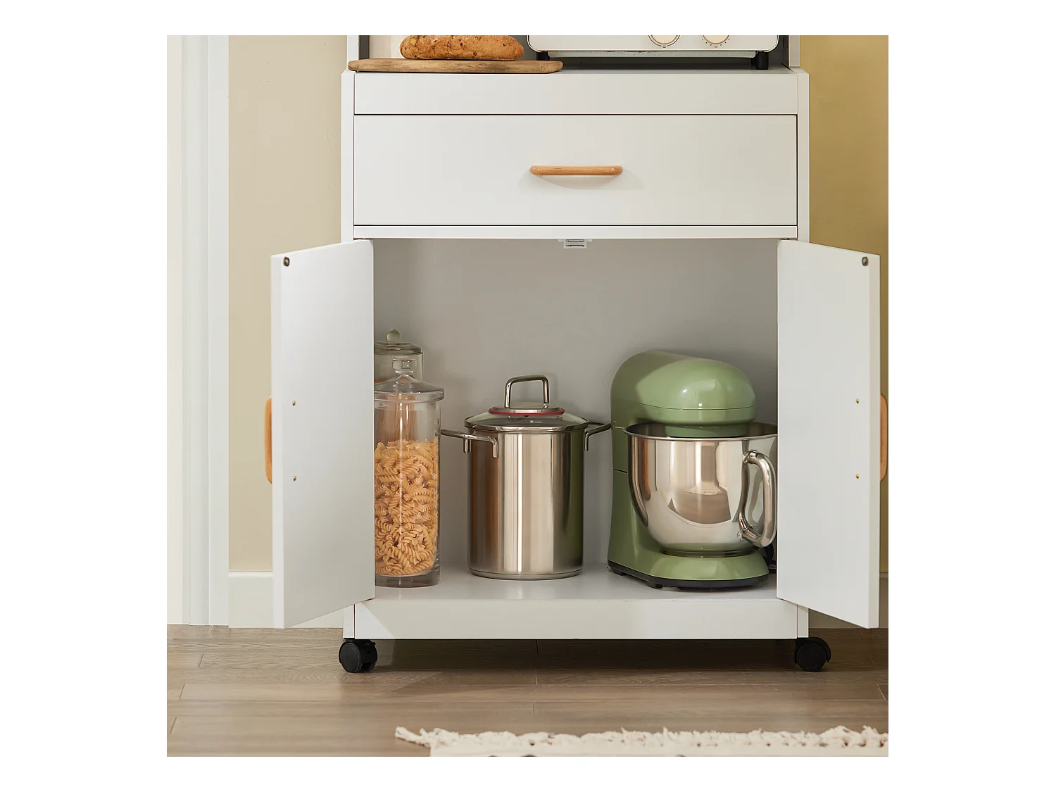 SoBuy FSB12-W Magnetronkast Keukenkast Magnetron Opslagruimte Lade Wit