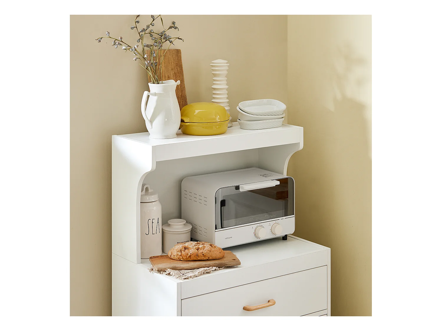 SoBuy FSB12-W Magnetronkast Keukenkast Magnetron Opslagruimte Lade Wit