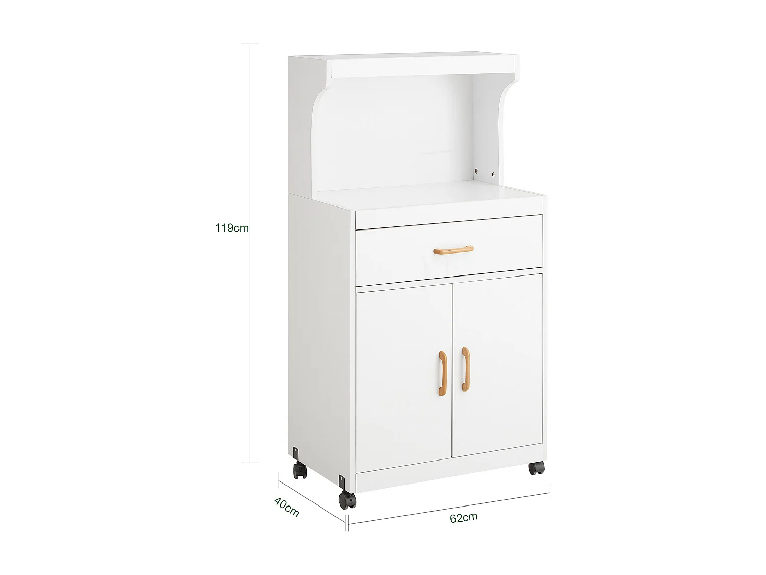 Desserte Micro-onde à Roulettes Meuble de Rangement Cuisine, FSB12-W