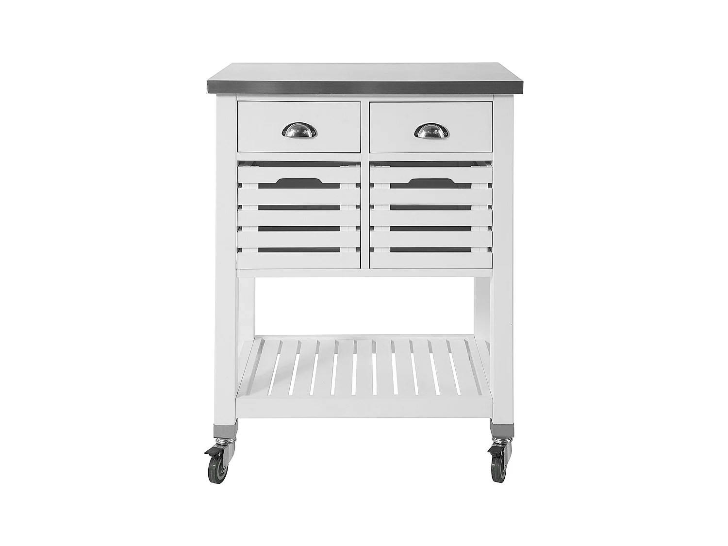 Desserte à roulettes Armoire de Rangement Cuisine - Plan de Travail en Acier INOX, FKW83-W