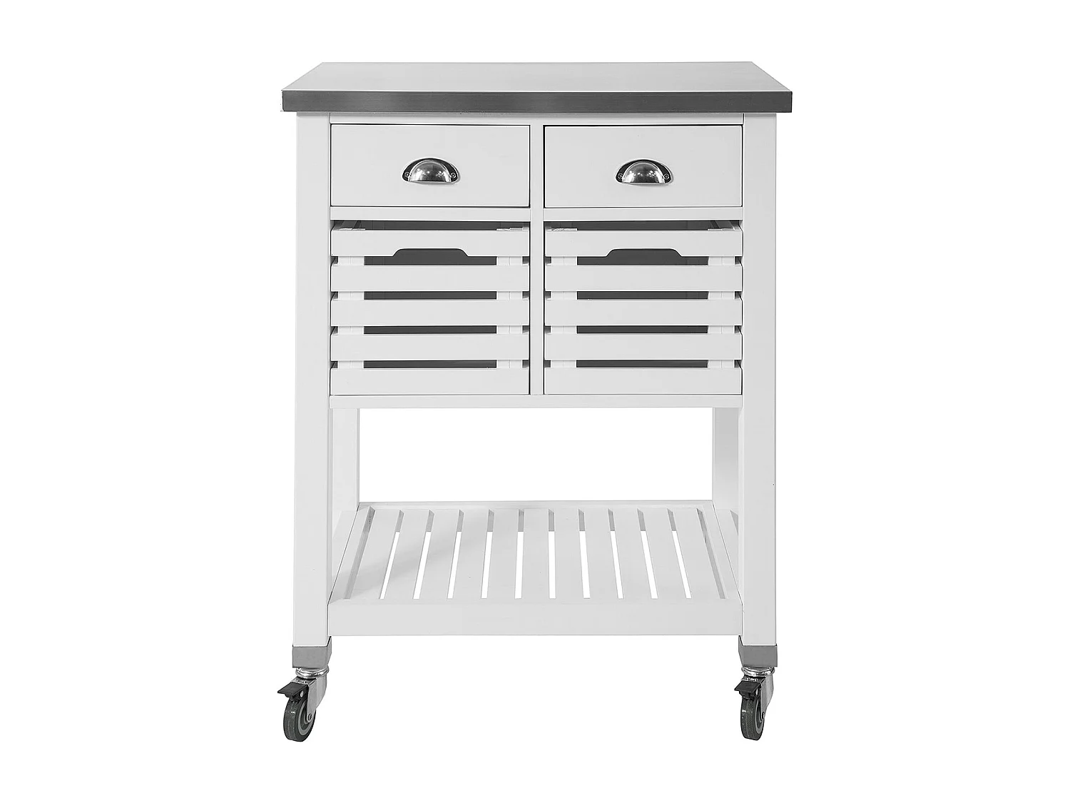 Desserte à roulettes Armoire de Rangement Cuisine - Plan de Travail en Acier INOX, FKW83-W