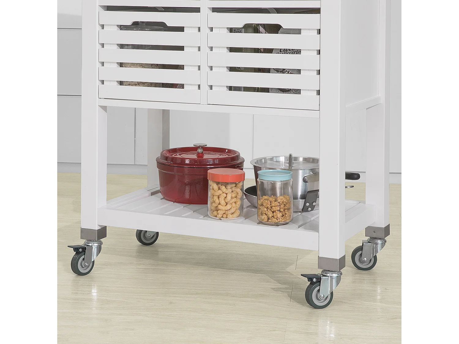 Desserte à roulettes Armoire de Rangement Cuisine - Plan de Travail en Acier INOX, FKW83-W