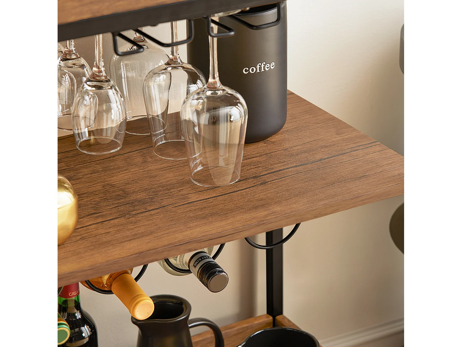 SoBuy SVW19-N Keukentrolley - Opbergtrolley - Trolley met 3 Planken voor Keuken, Eetkamer, Woonkamer - Serveerwagen