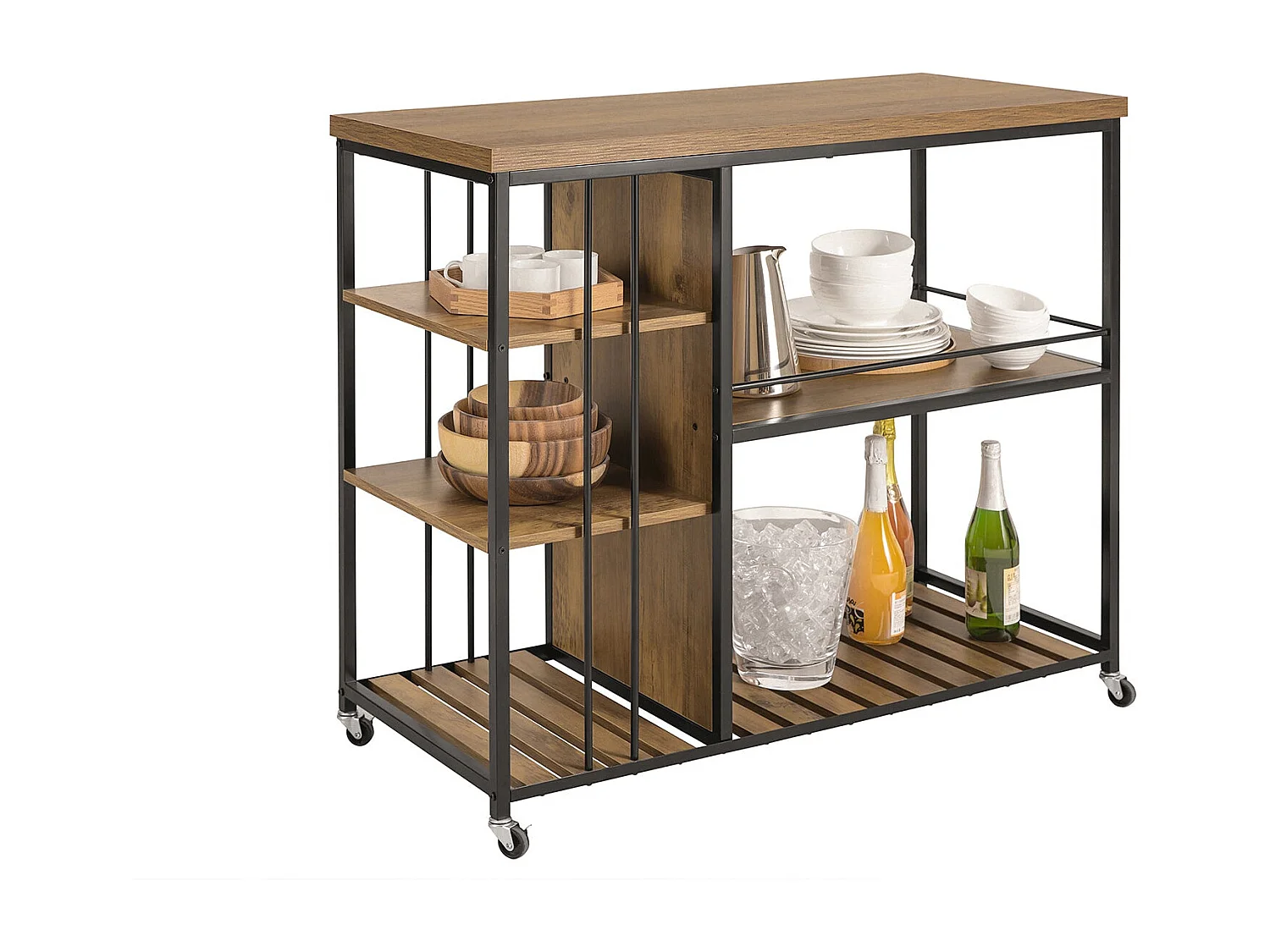 SoBuy armário de cozinha, carrinho de cozinha, carrinho de cozinha com rodas SVW18-F