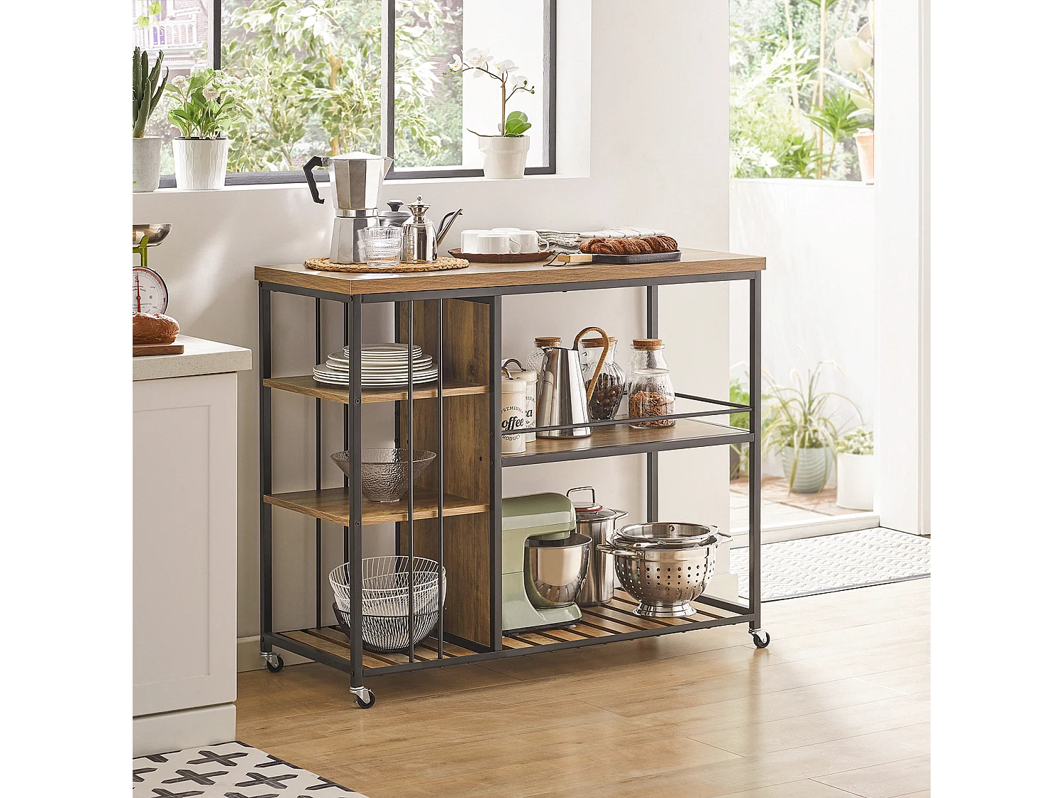 SoBuy armário de cozinha, carrinho de cozinha, carrinho de cozinha com rodas SVW18-F