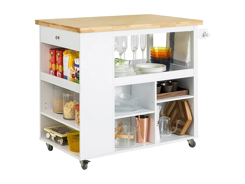 SoBuy Carrello Cucina Credenza da Cucina con 3 Ripiani 108x60x90cm FKW97-WN