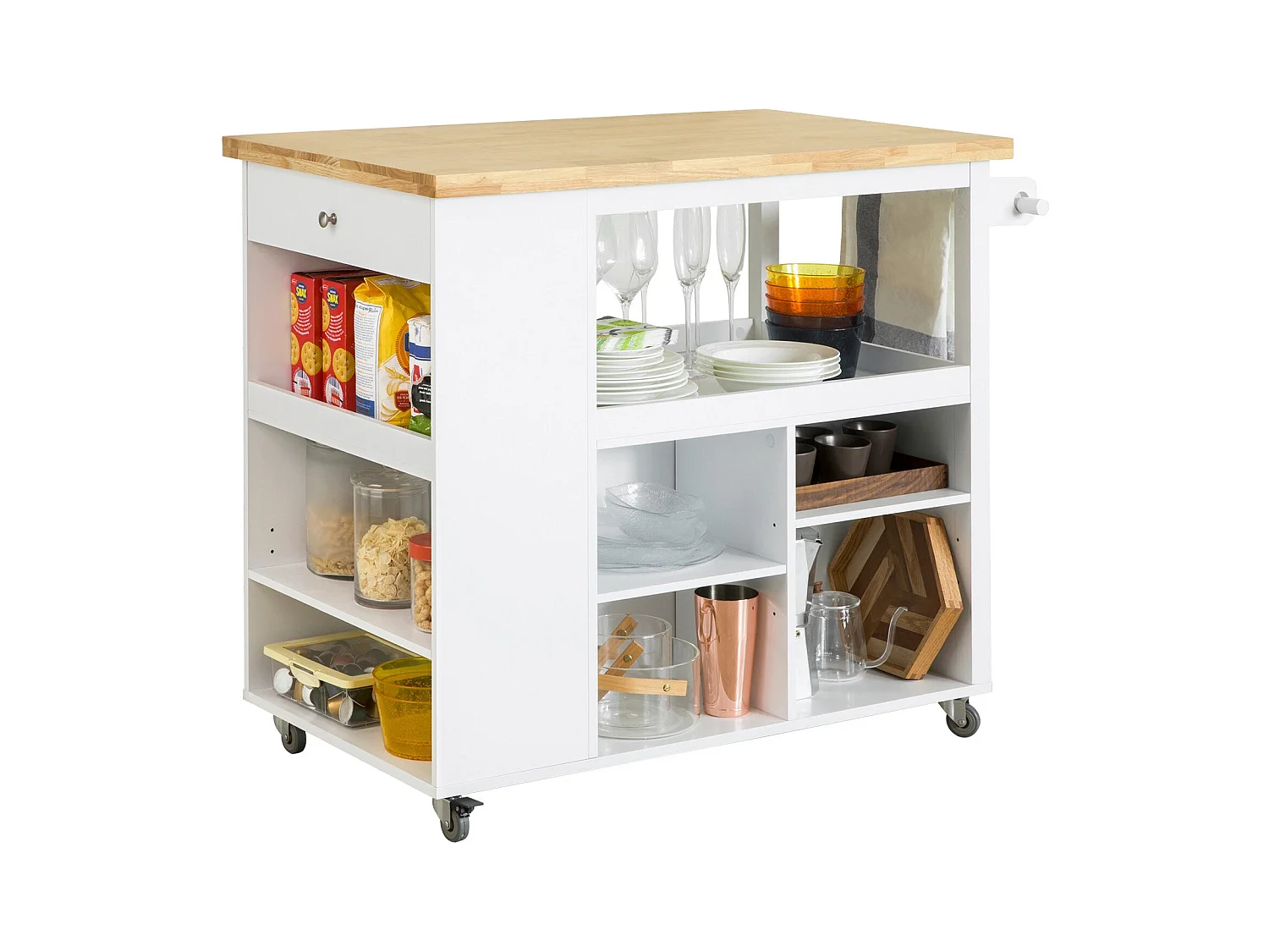 Desserte sur roulettes Cuisine Buffet avec Grand Espace de Rangement, FKW97-WN