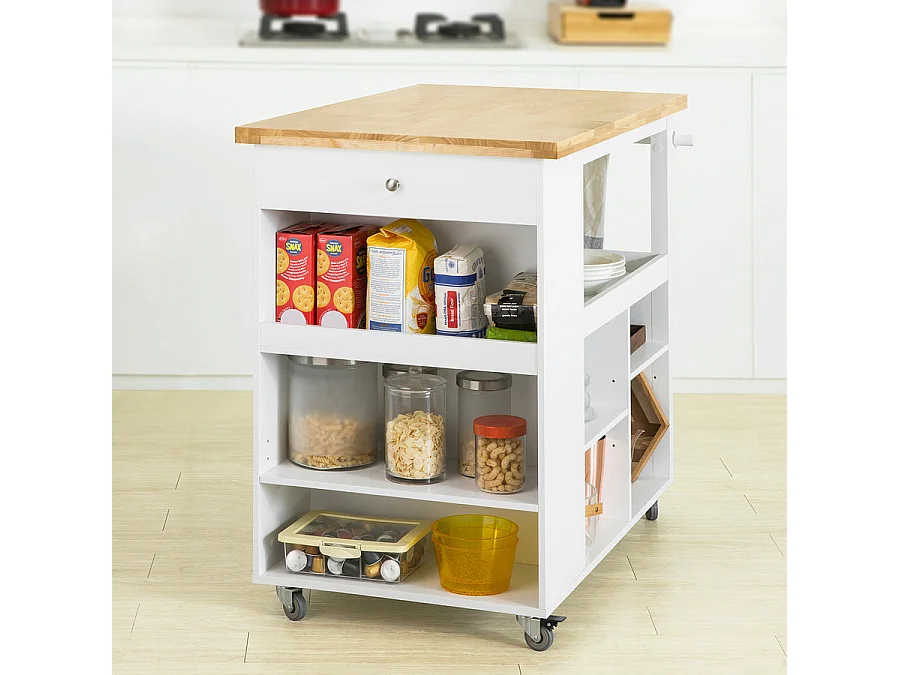 Desserte sur roulettes Cuisine Buffet avec Grand Espace de Rangement, FKW97-WN