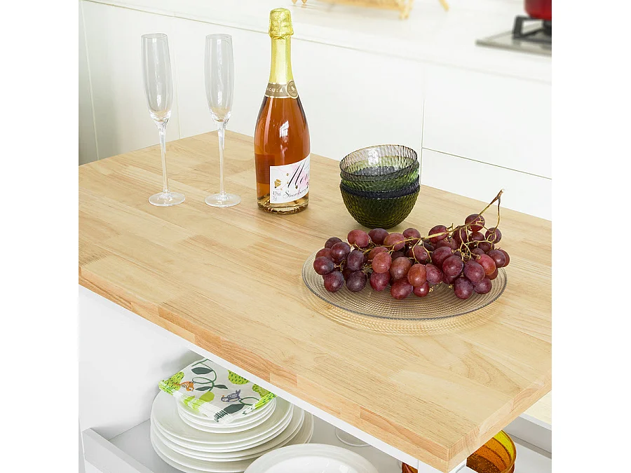 Desserte sur roulettes Cuisine Buffet avec Grand Espace de Rangement, FKW97-WN