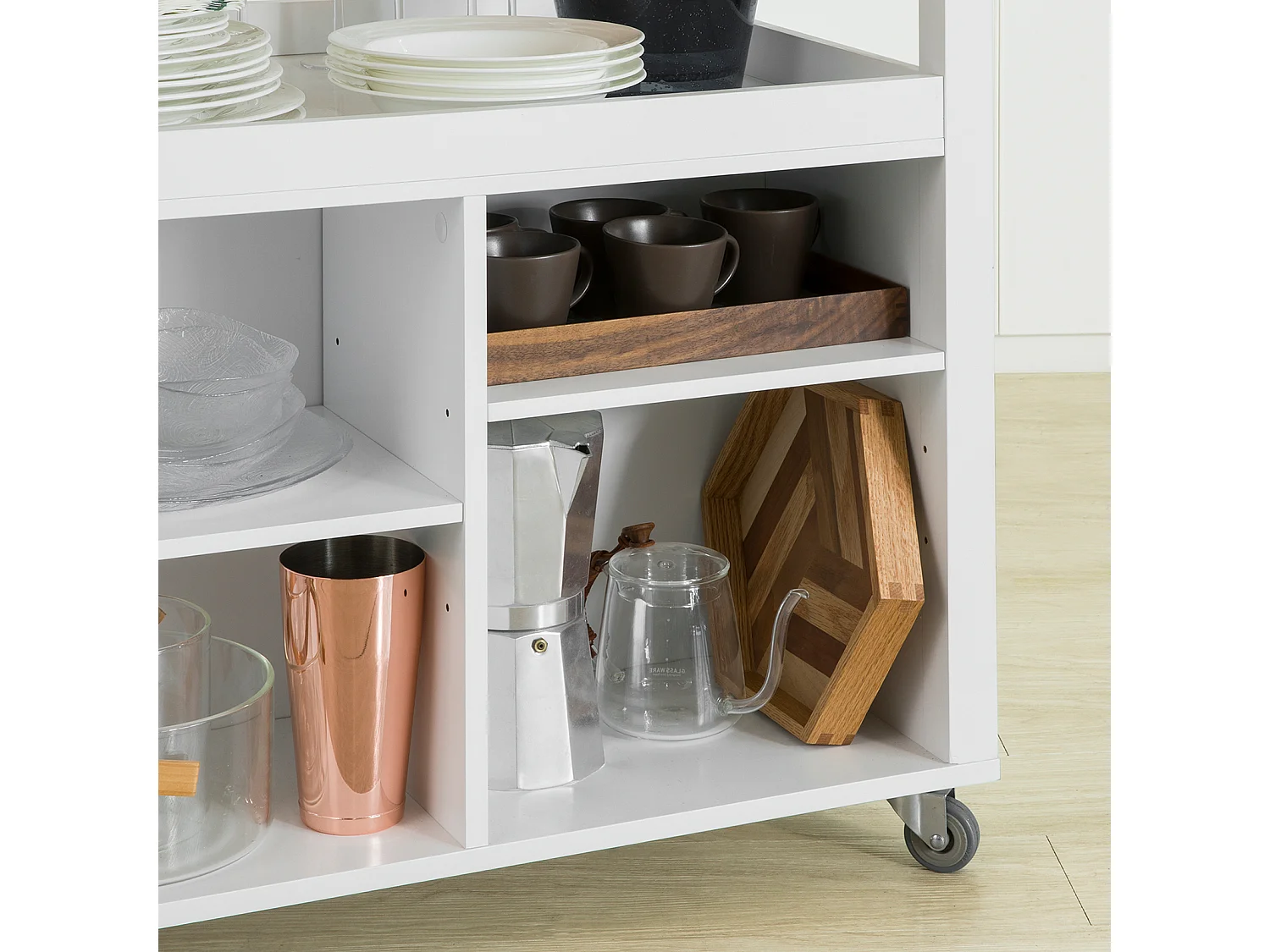 Desserte sur roulettes Cuisine Buffet avec Grand Espace de Rangement, FKW97-WN