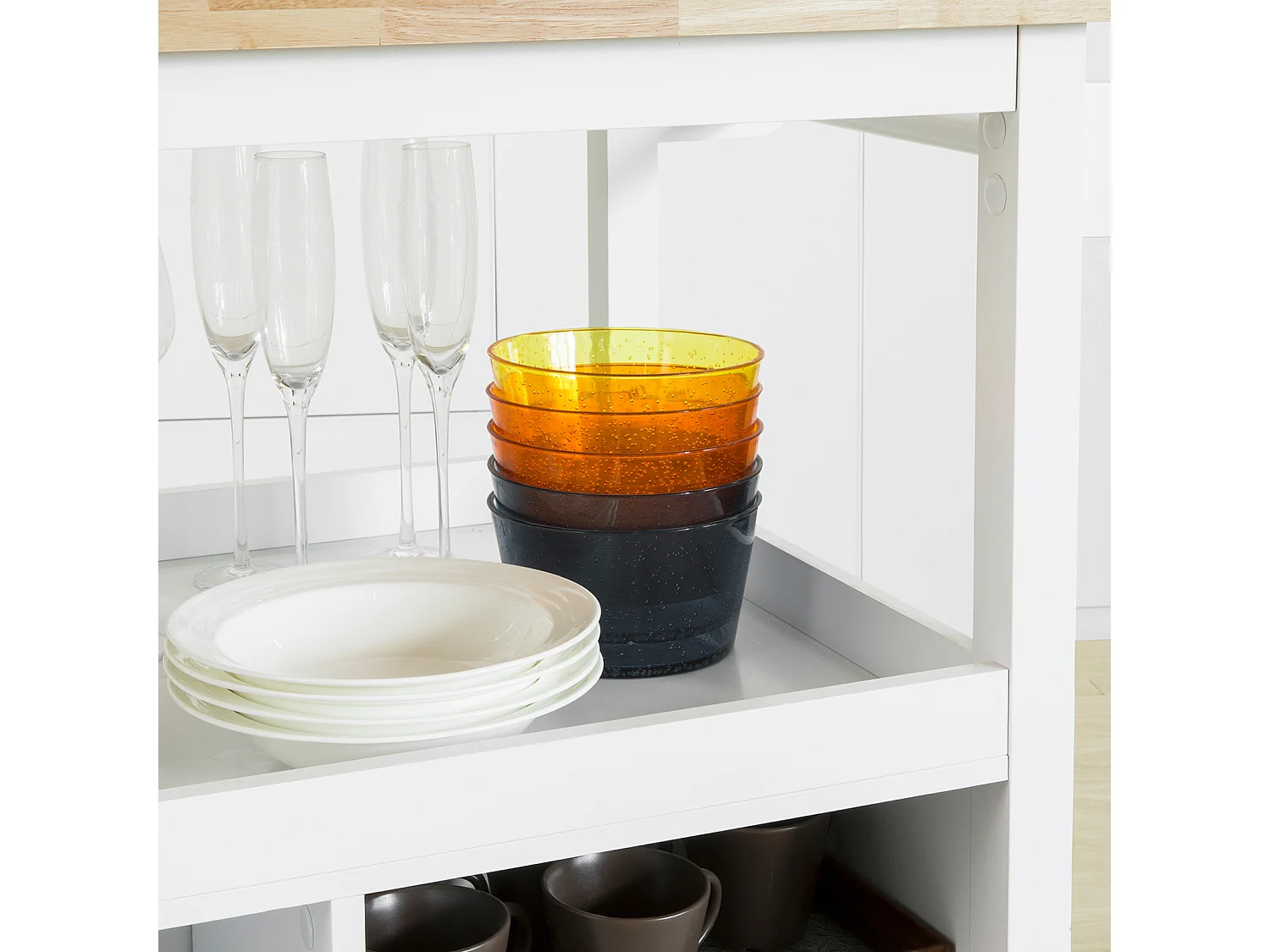 Desserte sur roulettes Cuisine Buffet avec Grand Espace de Rangement, FKW97-WN