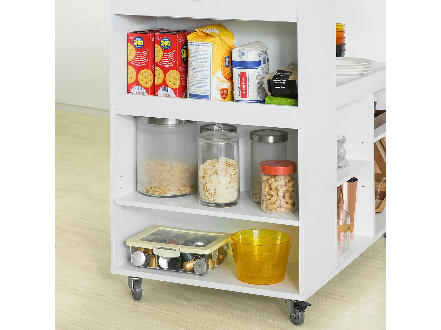 Desserte sur roulettes Cuisine Buffet avec Grand Espace de Rangement, FKW97-WN