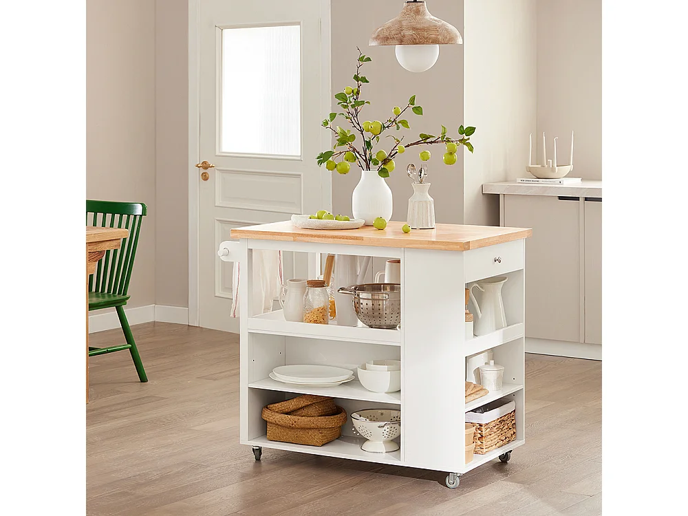 Desserte sur roulettes Cuisine Buffet avec Grand Espace de Rangement, FKW97-WN