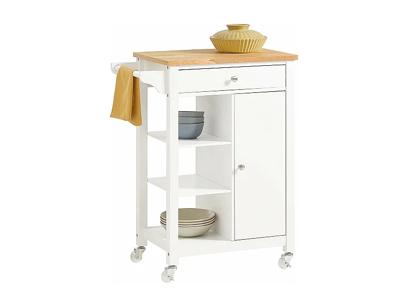 Desserte roulante Chariot de cuisine de service Meuble de Rangement, FKW46-WN