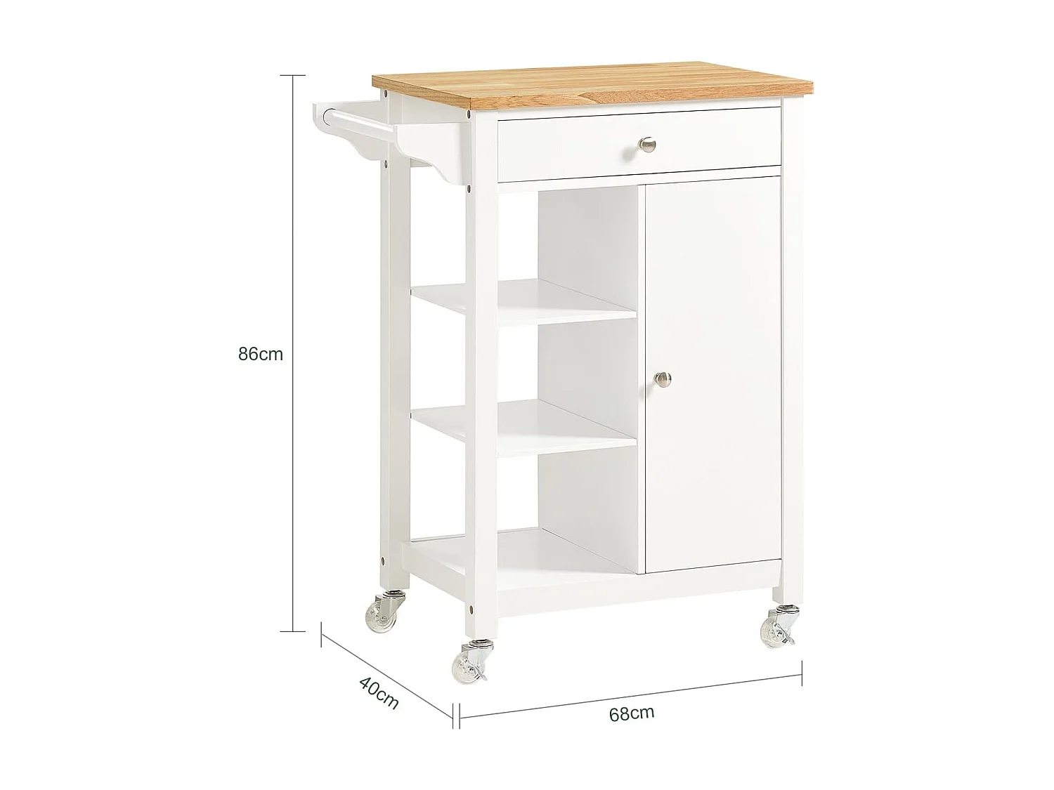 SoBuy armário de cozinha, carrinho de cozinha, carrinho de cozinha com rodas FKW46-WN