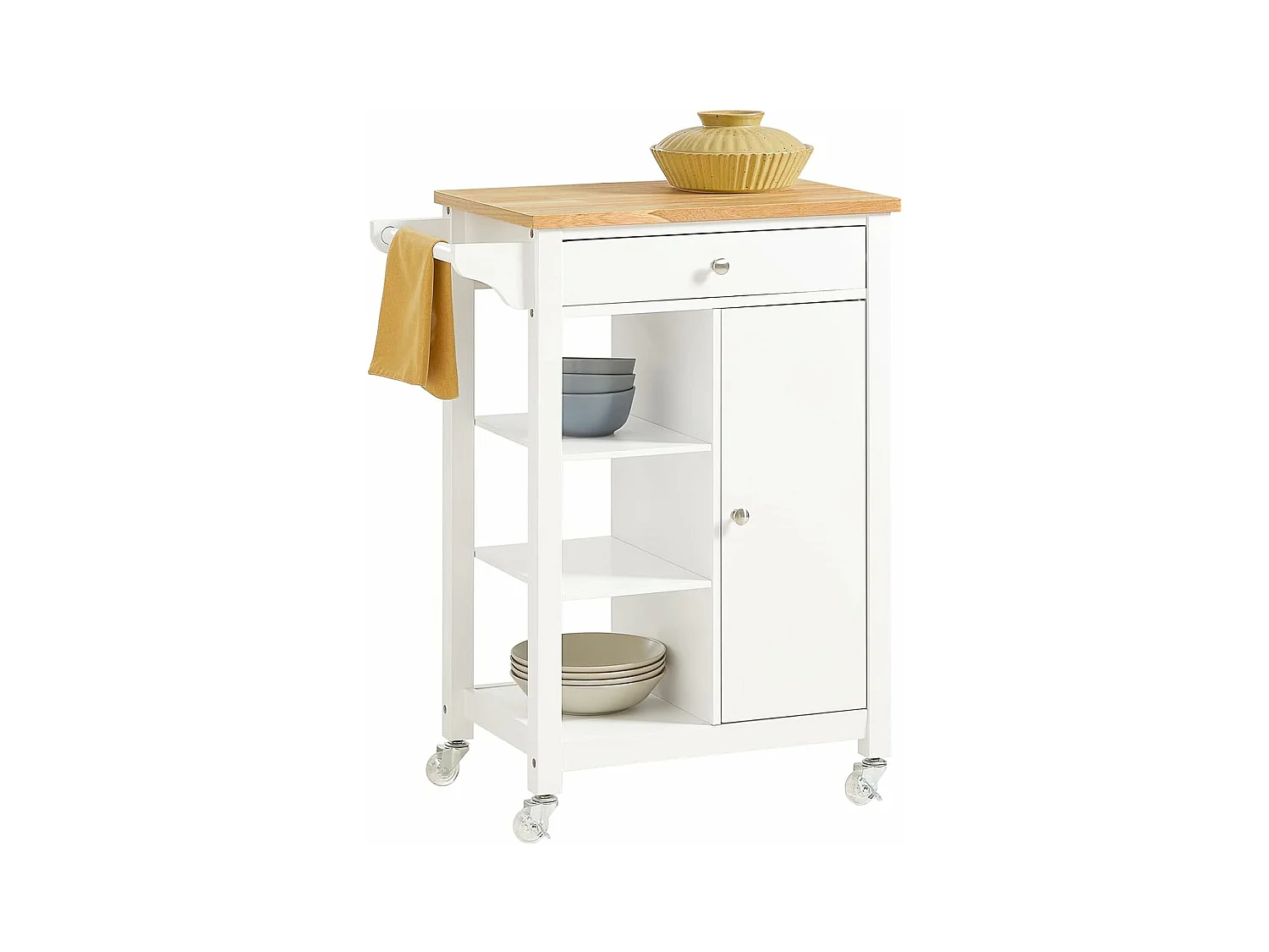 Desserte roulante Chariot de cuisine de service Meuble de Rangement, FKW46-WN