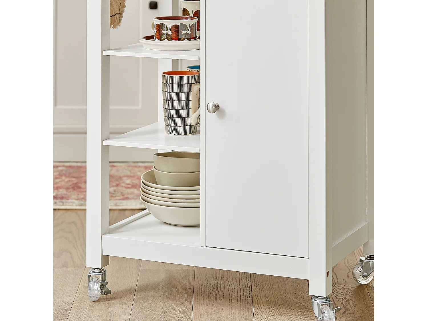 Desserte roulante Chariot de cuisine de service Meuble de Rangement, FKW46-WN