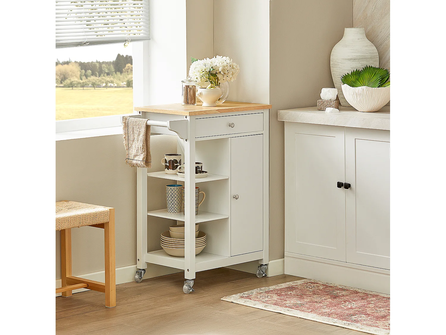 Desserte roulante Chariot de cuisine de service Meuble de Rangement, FKW46-WN