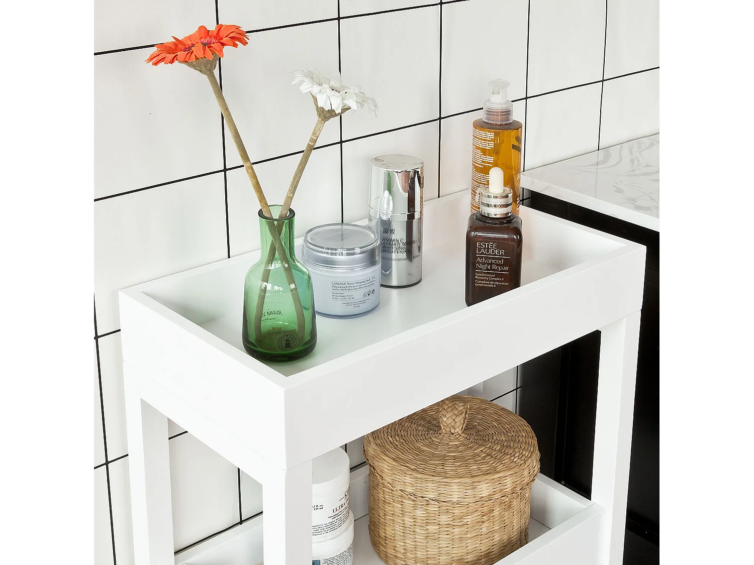 Tour de rangement Desserte Chariot de stockage en bois, FKW49-W