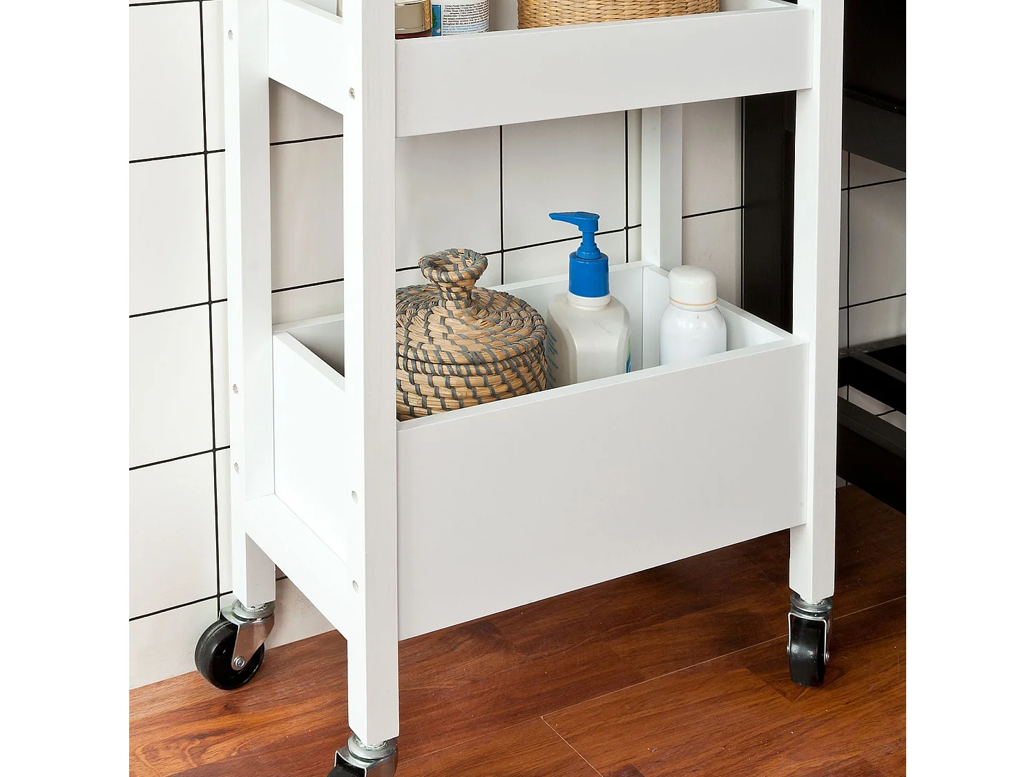 Tour de rangement Desserte Chariot de stockage en bois, FKW49-W