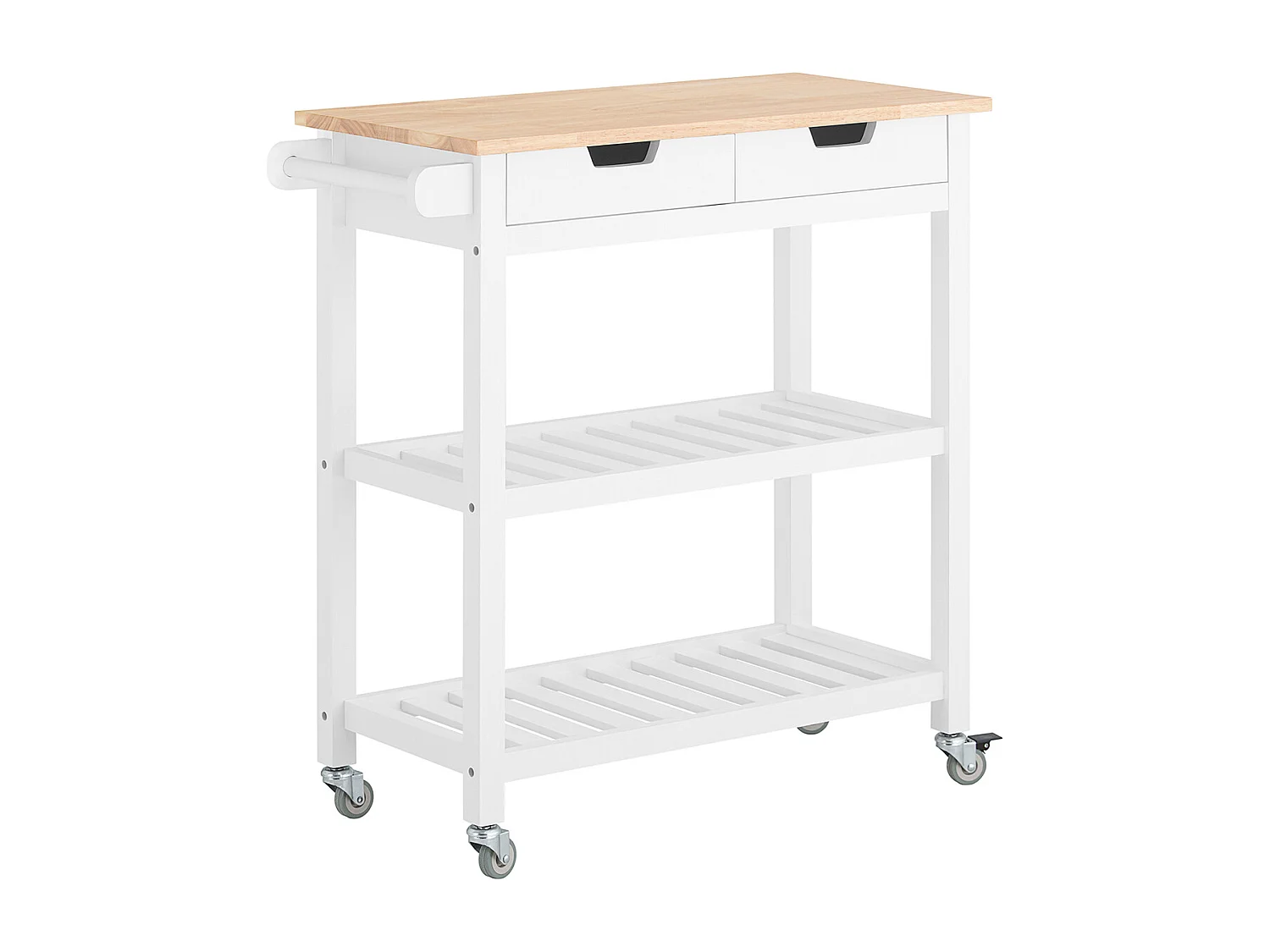 Chariot de Service Desserte à roulettes Table Roulante Meuble de Rangement Cuisine, FKW68-WN