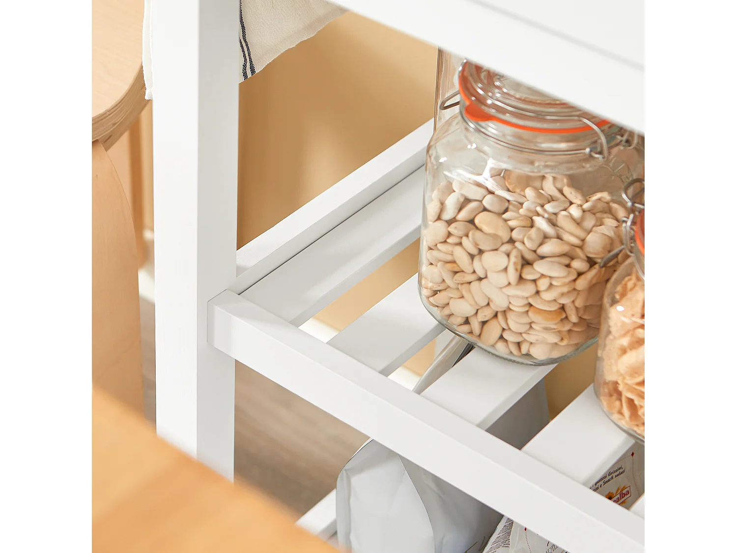 Chariot de Service Desserte à roulettes Table Roulante Meuble de Rangement Cuisine, FKW68-WN