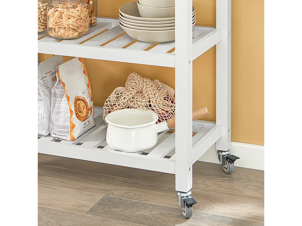 Chariot de Service Desserte à roulettes Table Roulante Meuble de Rangement Cuisine, FKW68-WN