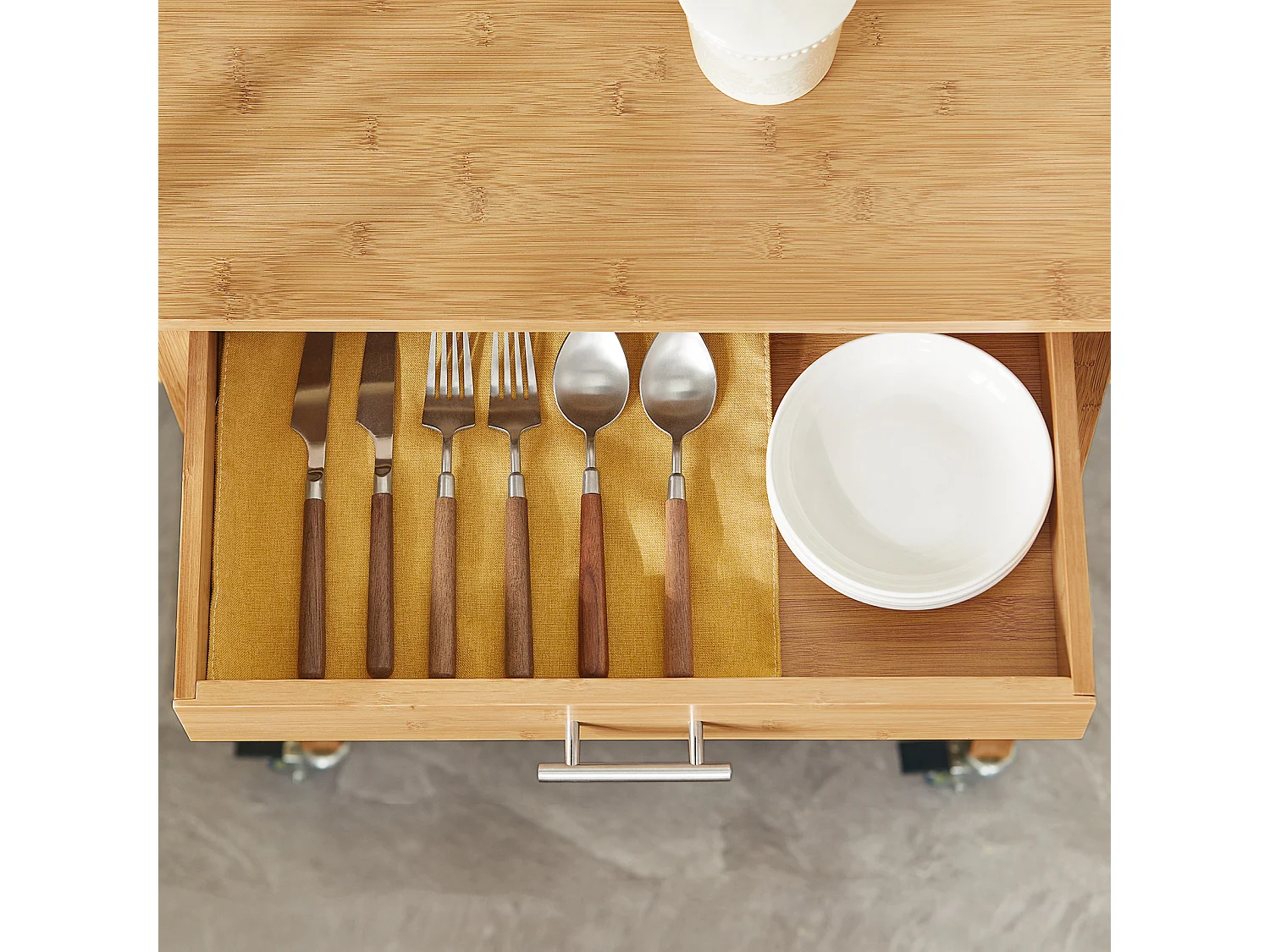 SoBuy Carrello di servizio,Scaffalle da cucina,portaoggetti su rotelle,con armadietto,FKW53-N