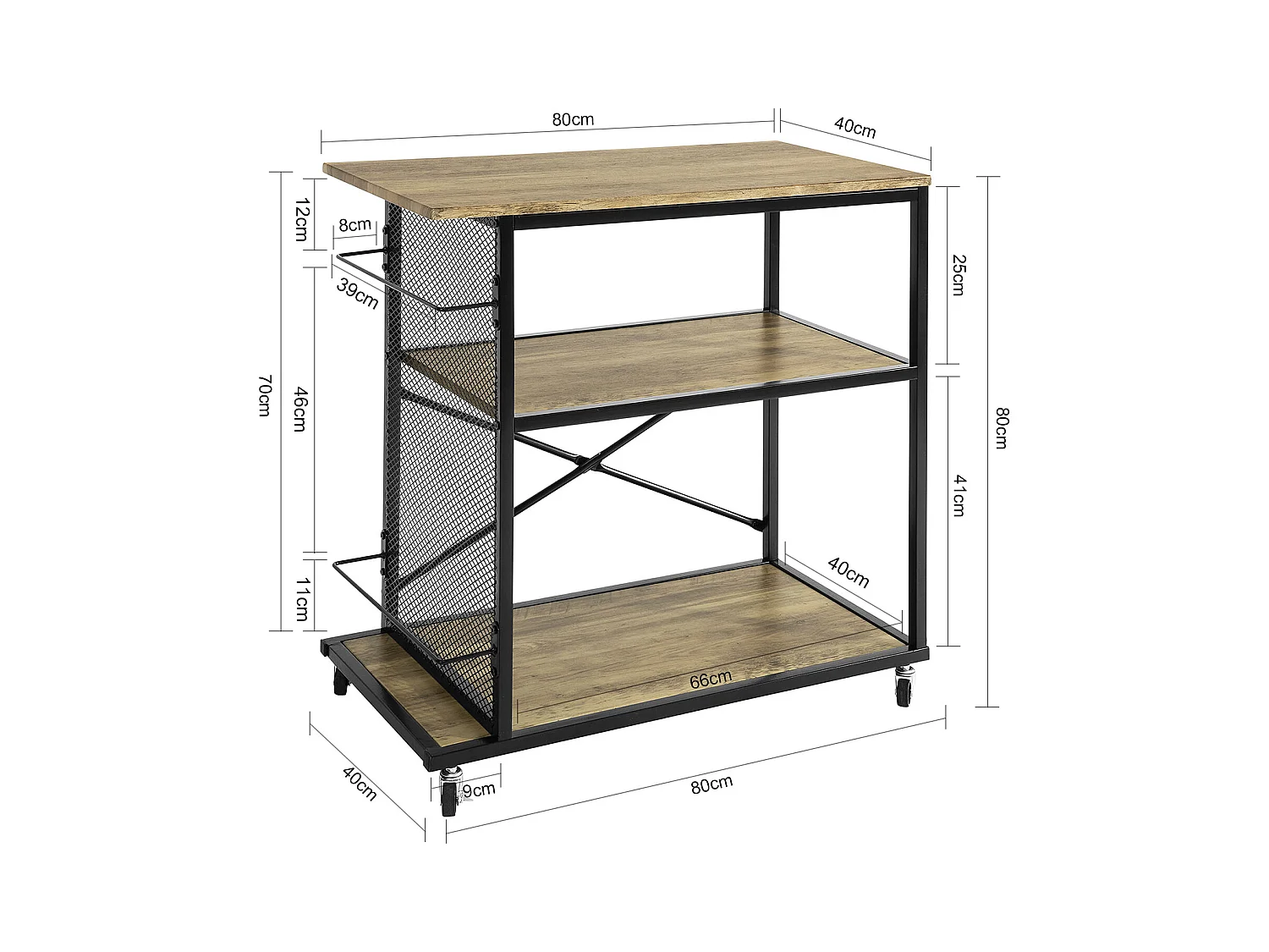 Servierwagen SVW05-N 80x 80 x 40 cm Natur