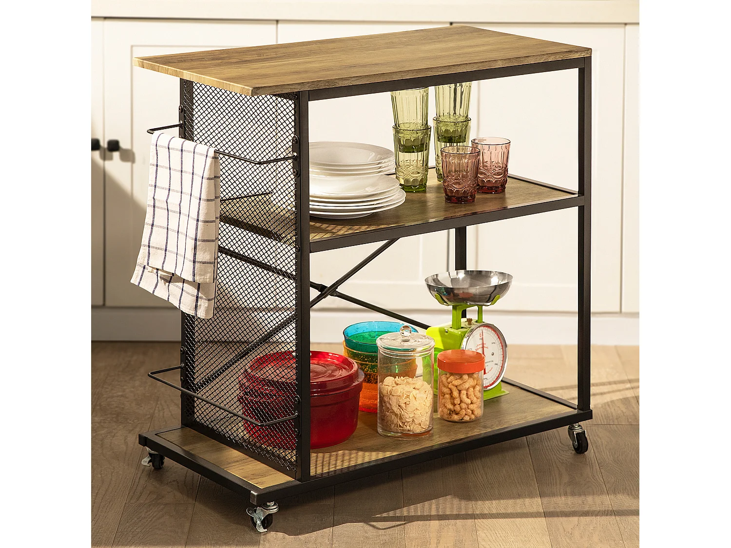 Carrito de Servicio Camarera con Ruedas con Estantes de 3 Niveles 80 x 40 x 80 cm SVW05-N SoBuy ES