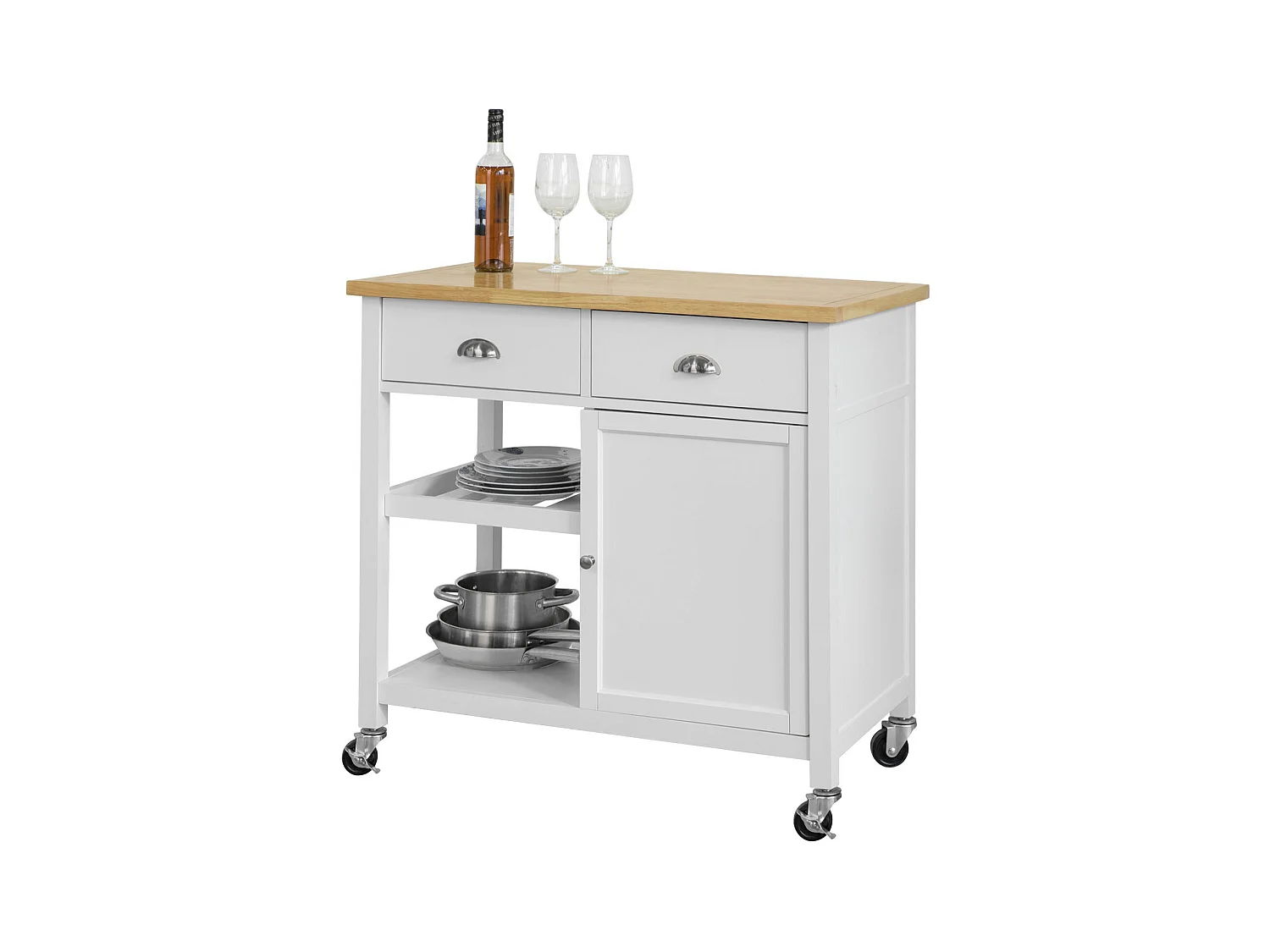 Desserte Roulante Chariot de Cuisine de Service Armoire Meuble de Rangement Cusine, FKW62-WN