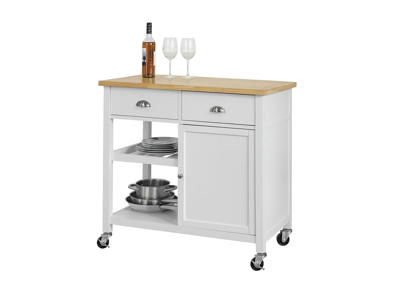Desserte Roulante Chariot de Cuisine de Service Armoire Meuble de Rangement Cusine, FKW62-WN