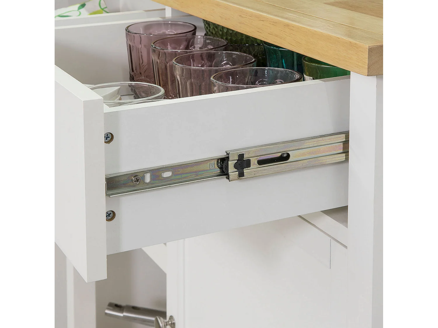 Desserte Roulante Chariot de Cuisine de Service Armoire Meuble de Rangement Cusine, FKW62-WN