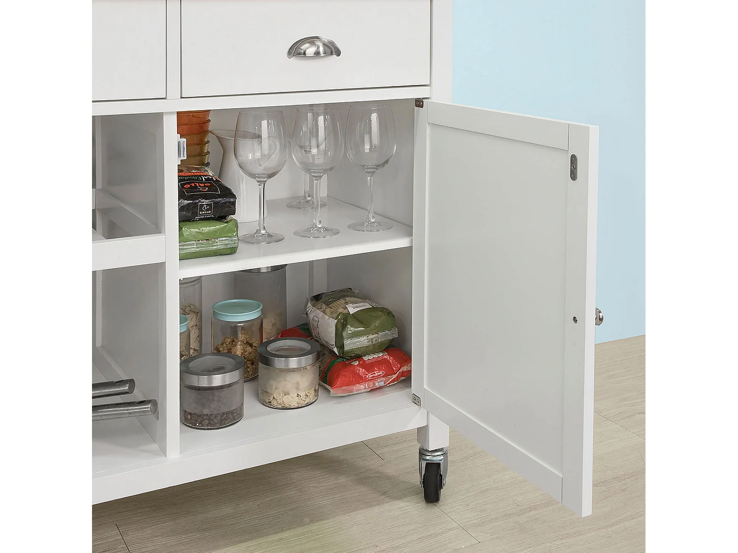 Desserte Roulante Chariot de Cuisine de Service Armoire Meuble de Rangement Cusine, FKW62-WN