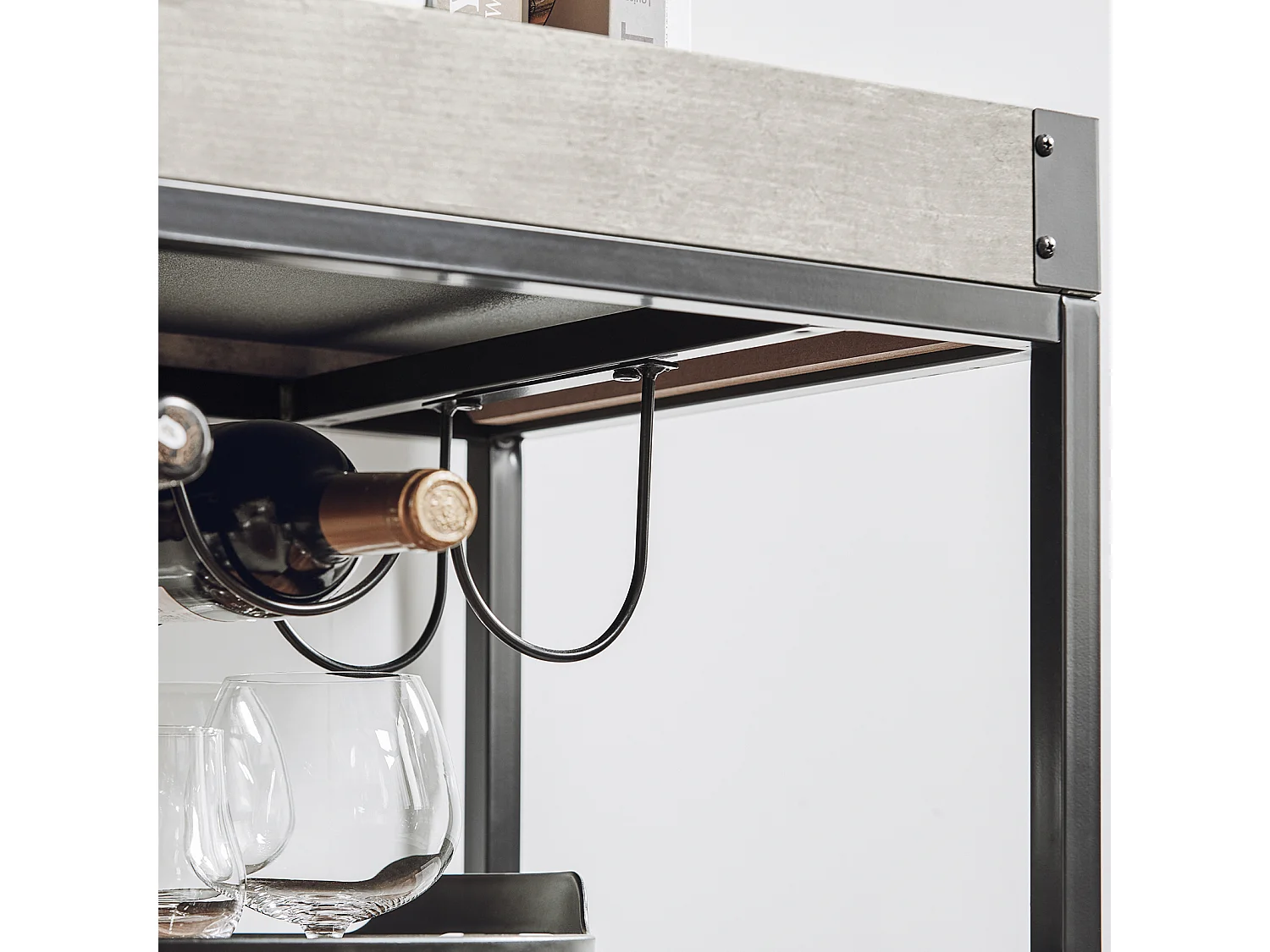 SoBuy FKW56-HG Keukentrolley Trolley met afneembaar dienblad - Keuken - Wijnrek