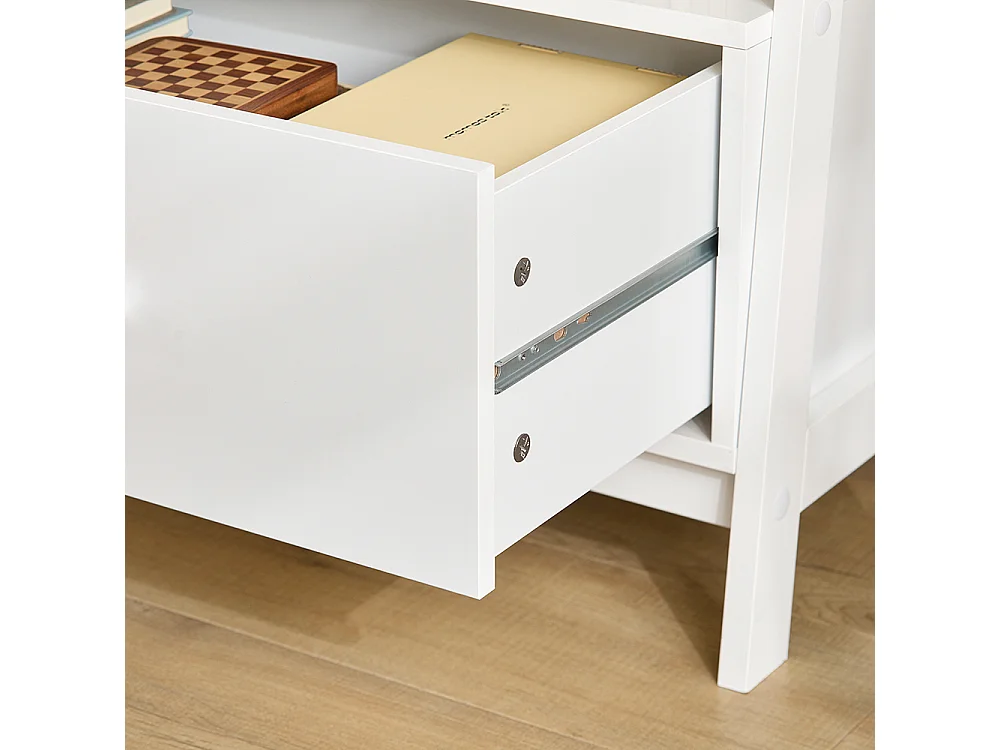 Bibliothèque Étagère style échelle de 4 niveaux et 1 tiroir –Blanc, FRG116-K-W