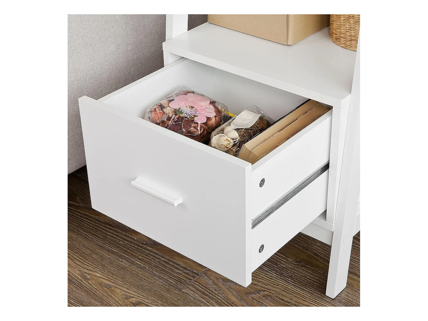 Regał z szufladą, półka drabinkowa FRG116-K-W