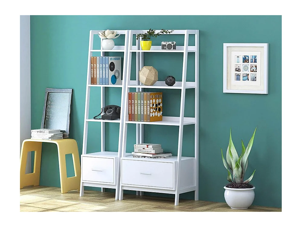 Regał z szufladą, półka drabinkowa FRG116-K-W