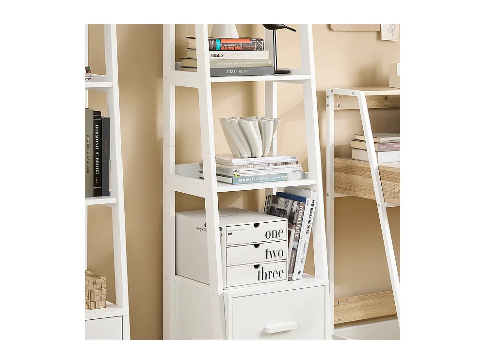 Regał z szufladą, półka drabinkowa FRG116-K-W