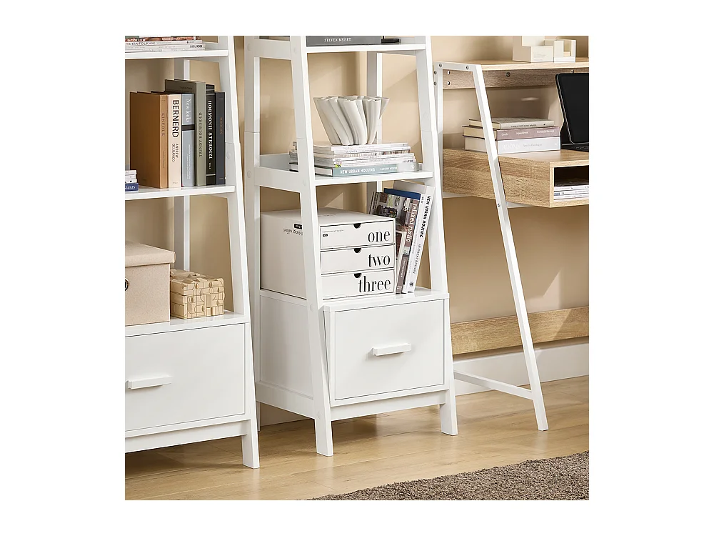 Regał z szufladą, półka drabinkowa FRG116-K-W