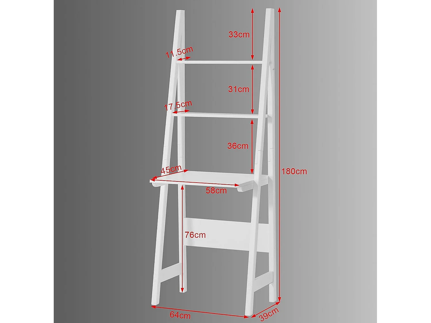 SoBuy FRG60-W Moderne Boekenkasten met Bureau - Tafel Bureau Bibliotheek Ladderplank