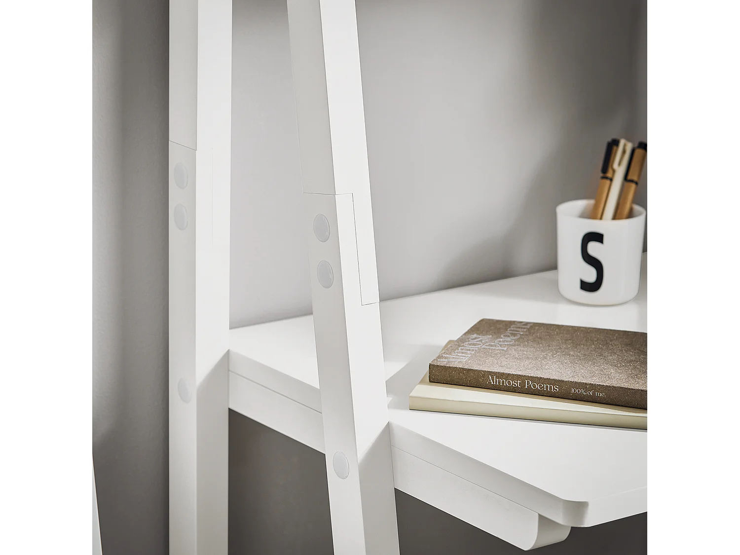 SoBuy FRG60-W Moderne Boekenkasten met Bureau - Tafel Bureau Bibliotheek Ladderplank