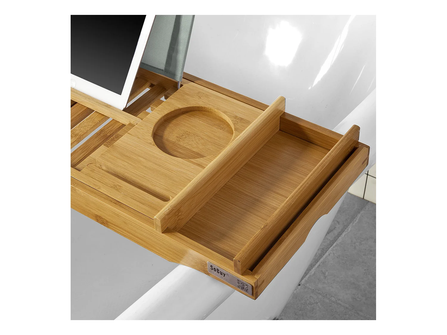 Pont de Baignoire Extensible Serviteur de baignoire en Bambou Support, FRG207-N