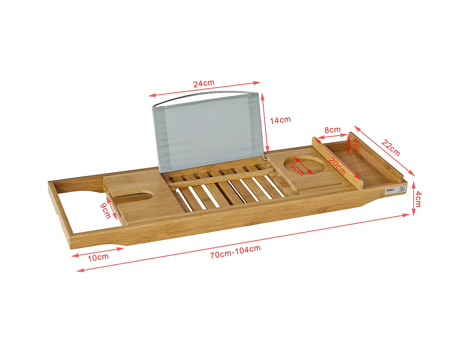 Pont de Baignoire Extensible Serviteur de baignoire en Bambou Support, FRG207-N