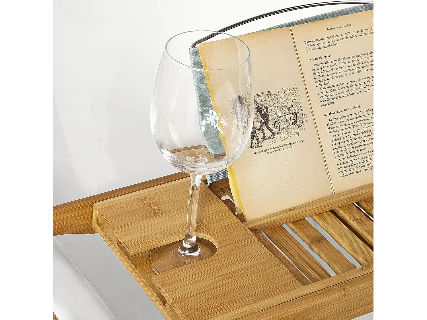 SoBuy Ripiano per vasca da bagno in bambù,con supporto libri e tablet,Lunghezza in 70-104cm, FRG207-N