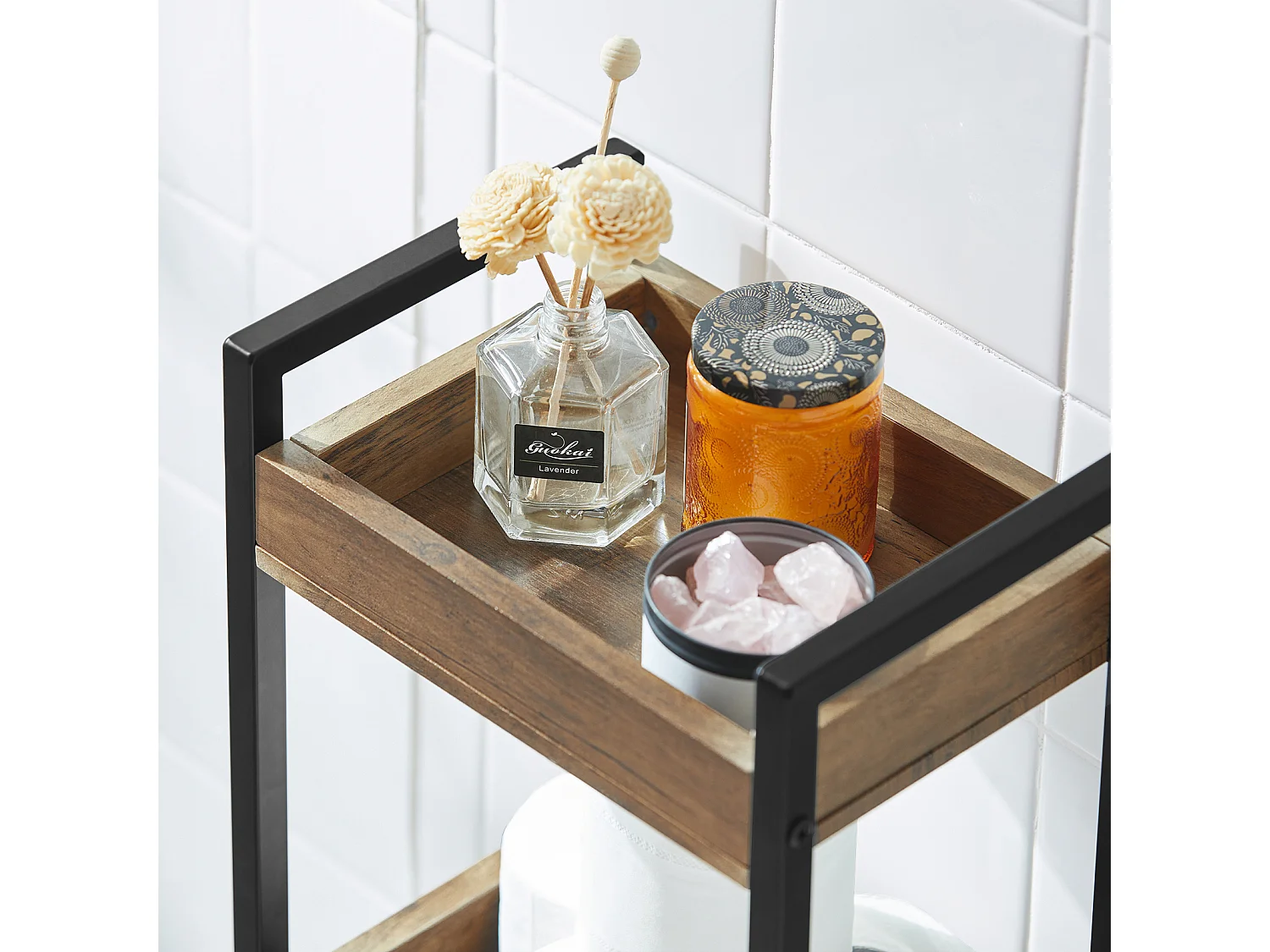 SoBuy biancheria bagno cesta bagno cesta biancheria Scaffale Bagno cesta scaffale mobili bagno salvaspazio marrone FRG226-F