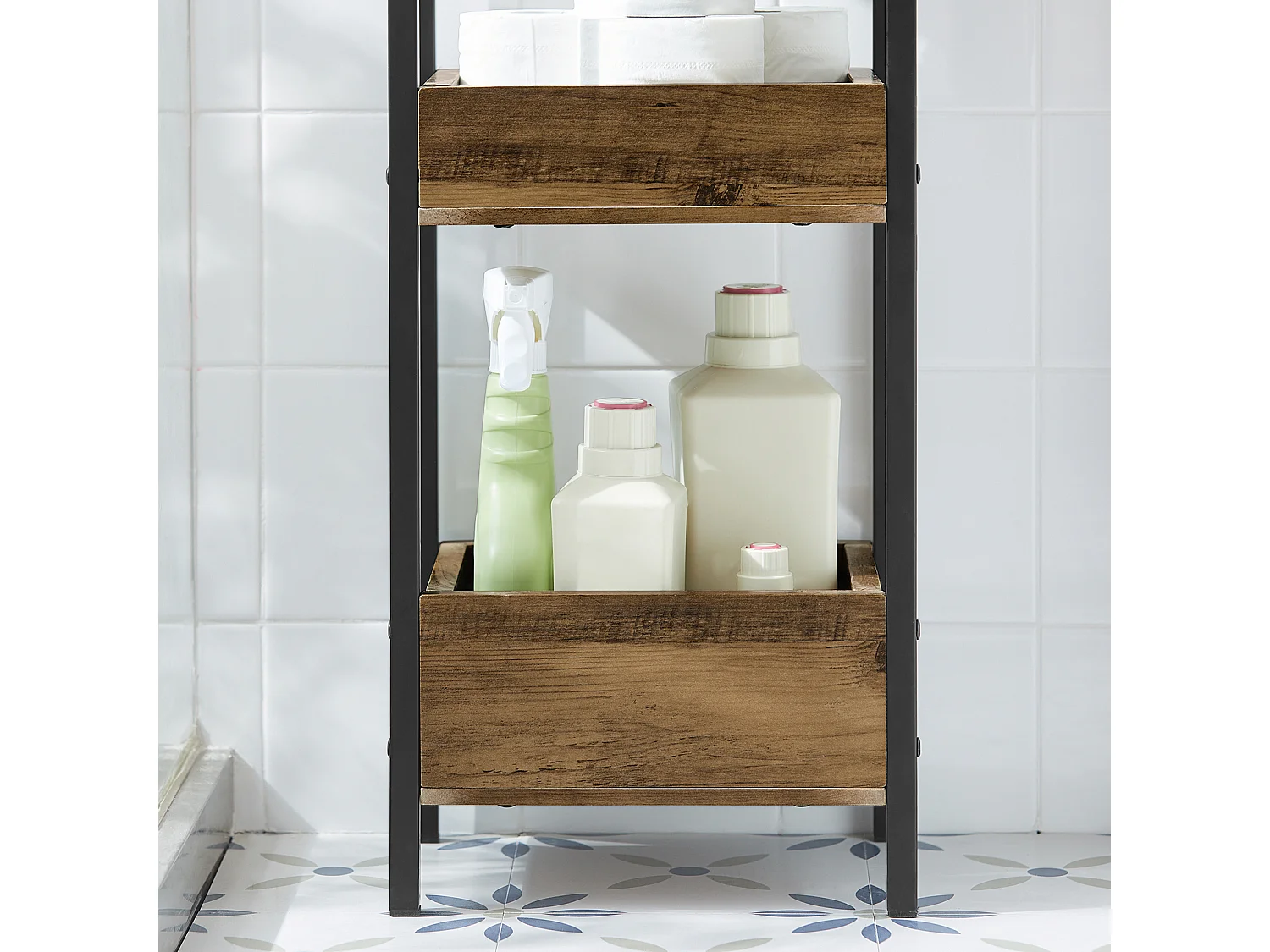 Tour de Rangement Etagère de Stockage Etagère de Cuisine Salle de Bain avec 3 étages, FRG226-F
