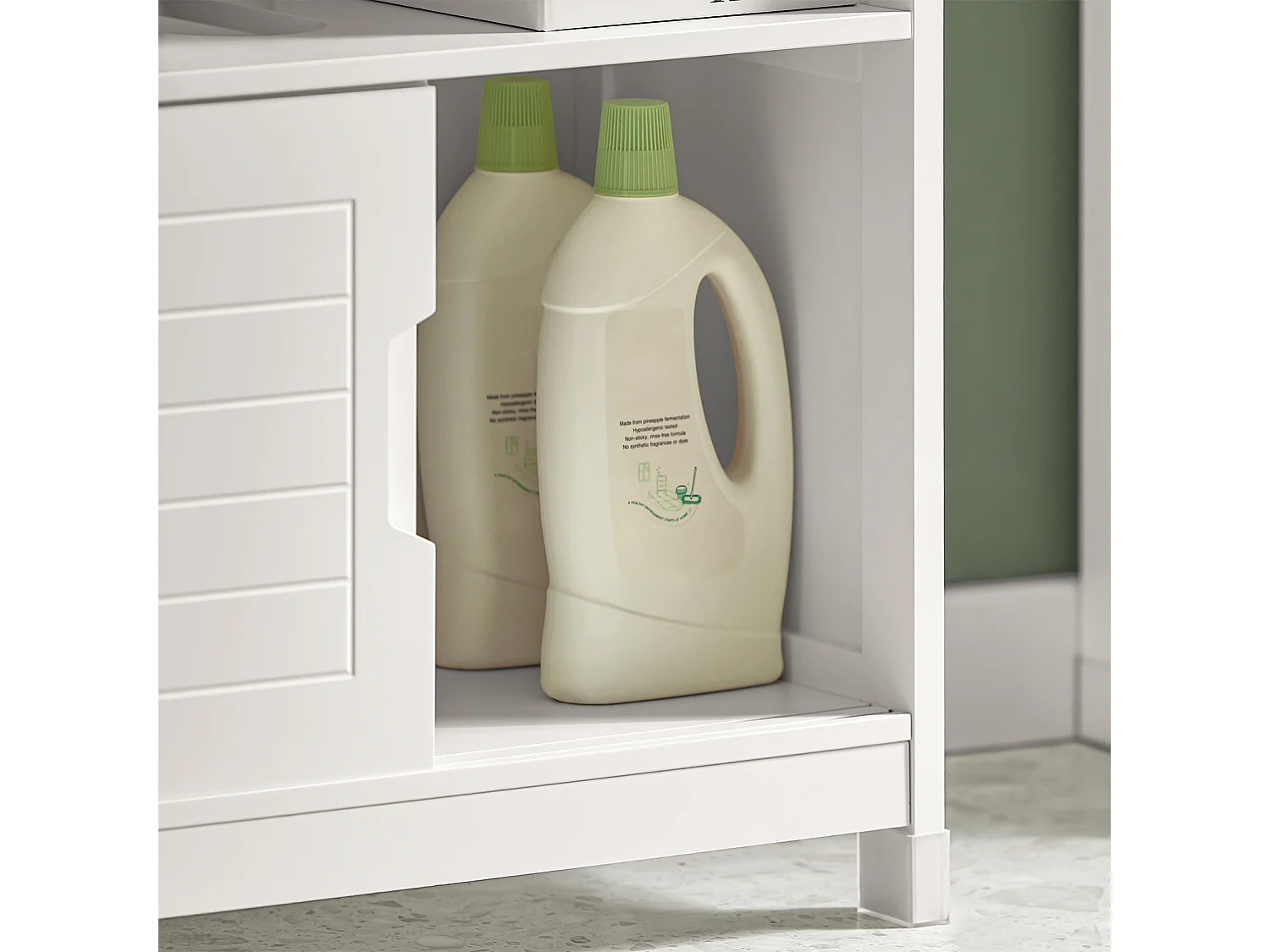 Meuble Sous-Lavabo Meuble de Salle de Bain Vasque - 1 étage et 2 Portes coulissantes, FRG128-W