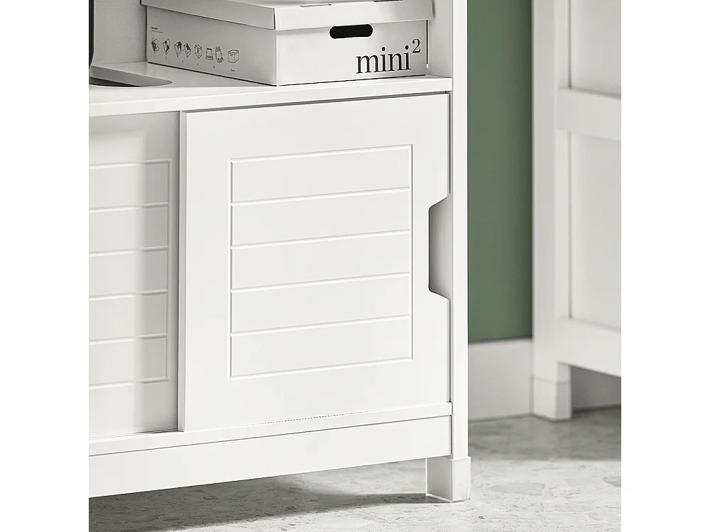 Meuble Sous-Lavabo Meuble de Salle de Bain Vasque - 1 étage et 2 Portes coulissantes, FRG128-W