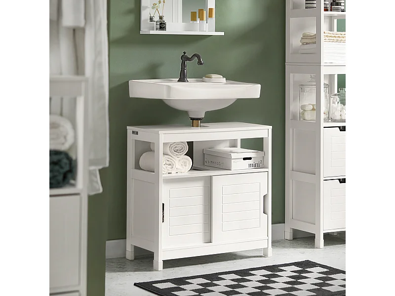 SoBuy FRG128-W Wastafelonderkast Badkamerkast Badkamermeubel - Wit